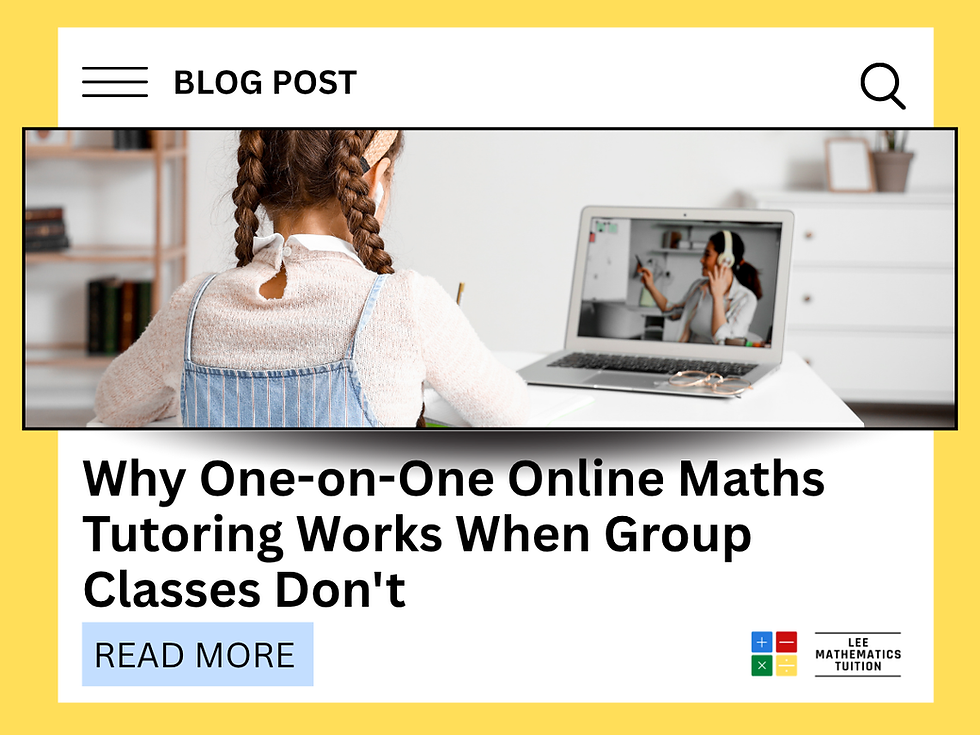 Girl with braids on laptop video call for math tutoring. Text: "Why One-on-One Online Maths Tutoring Works When Group Classes Don't."