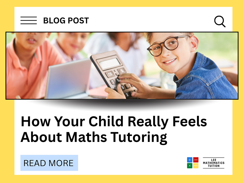 Smiling boy holds calculator, surrounded by students. Text: "How Your Child Really Feels About Maths Tutoring." Button reads "Read More."